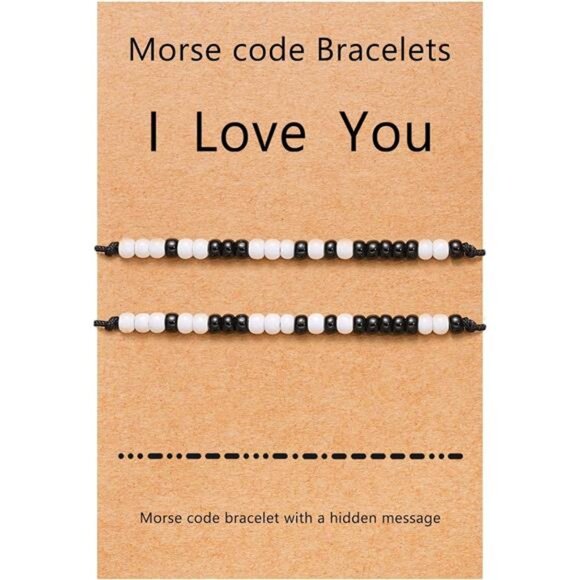 Couples Valentines Day Gifts,I Love You Morse Code Bracelet, Gifts for Boyfriend - Picture 1 of 7
